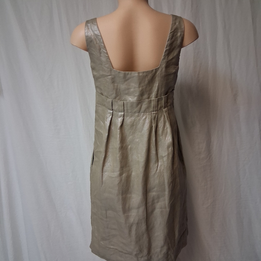 Kenneth Cole Reaction Shimmering Silver Metalic Obobe Knee  Midi Dress Sz 6 - Picture 12 of 16